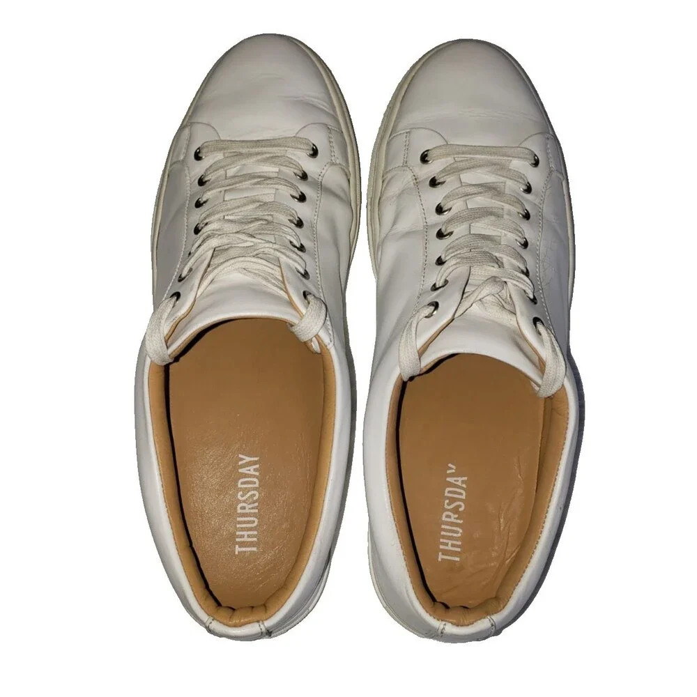 Thursday Everyday Shoes Men's Size 13 White Leather Low Top Casual Sneakers